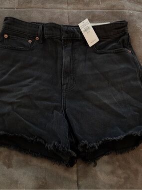 American Eagle Outfitters Black High-Rise Frayed Denim Shorts